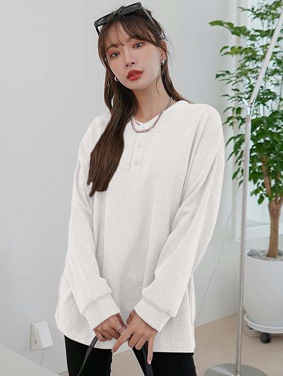 women solid long sleeve relaxed fit knitted top