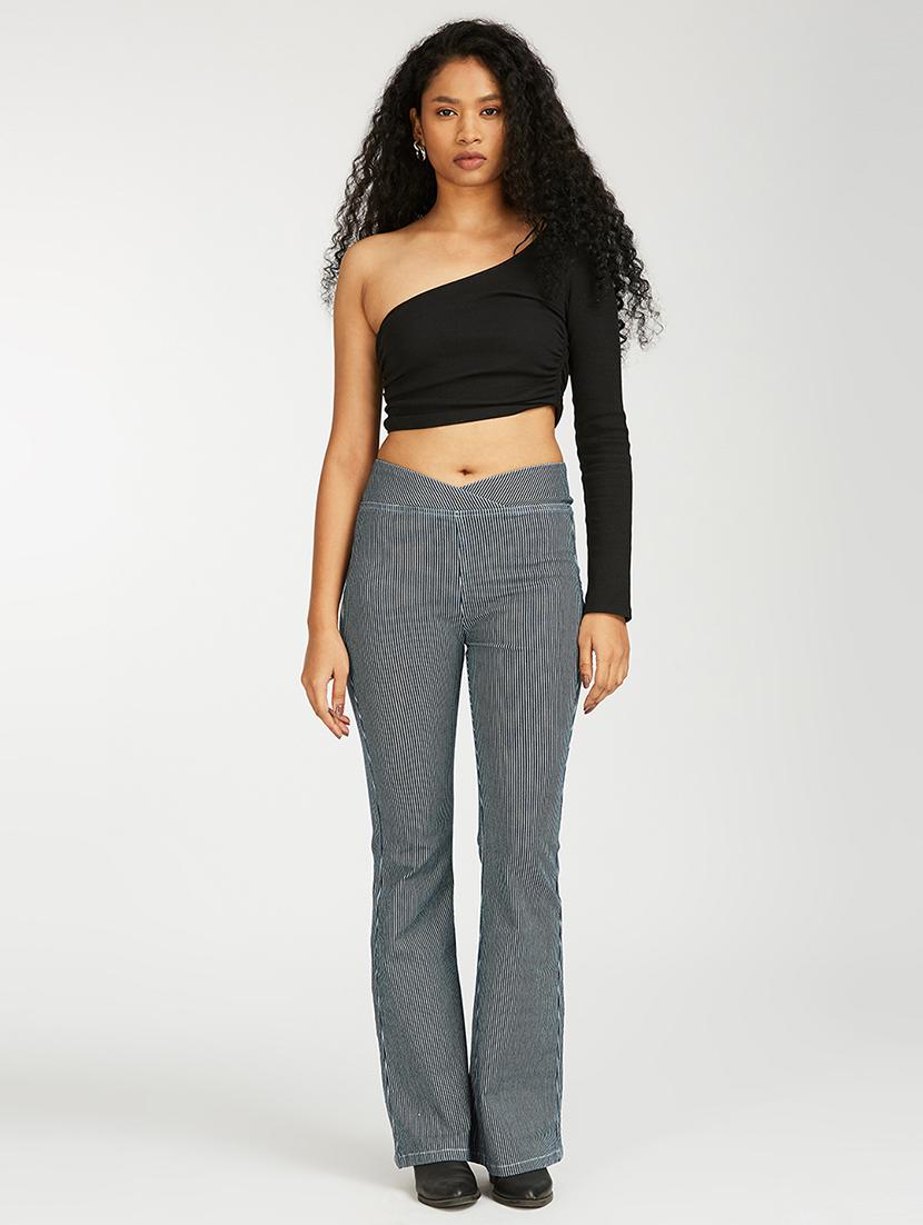 women striped high rise bootcut jegging - 21997892 - Standard Image - 5