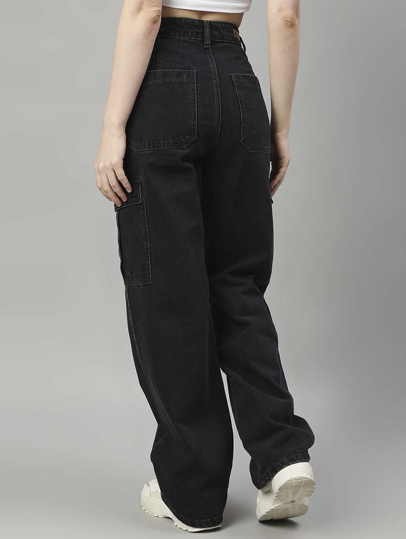 women solid high rise relaxed fit cargo - 21997895 -  Standard Image - 3