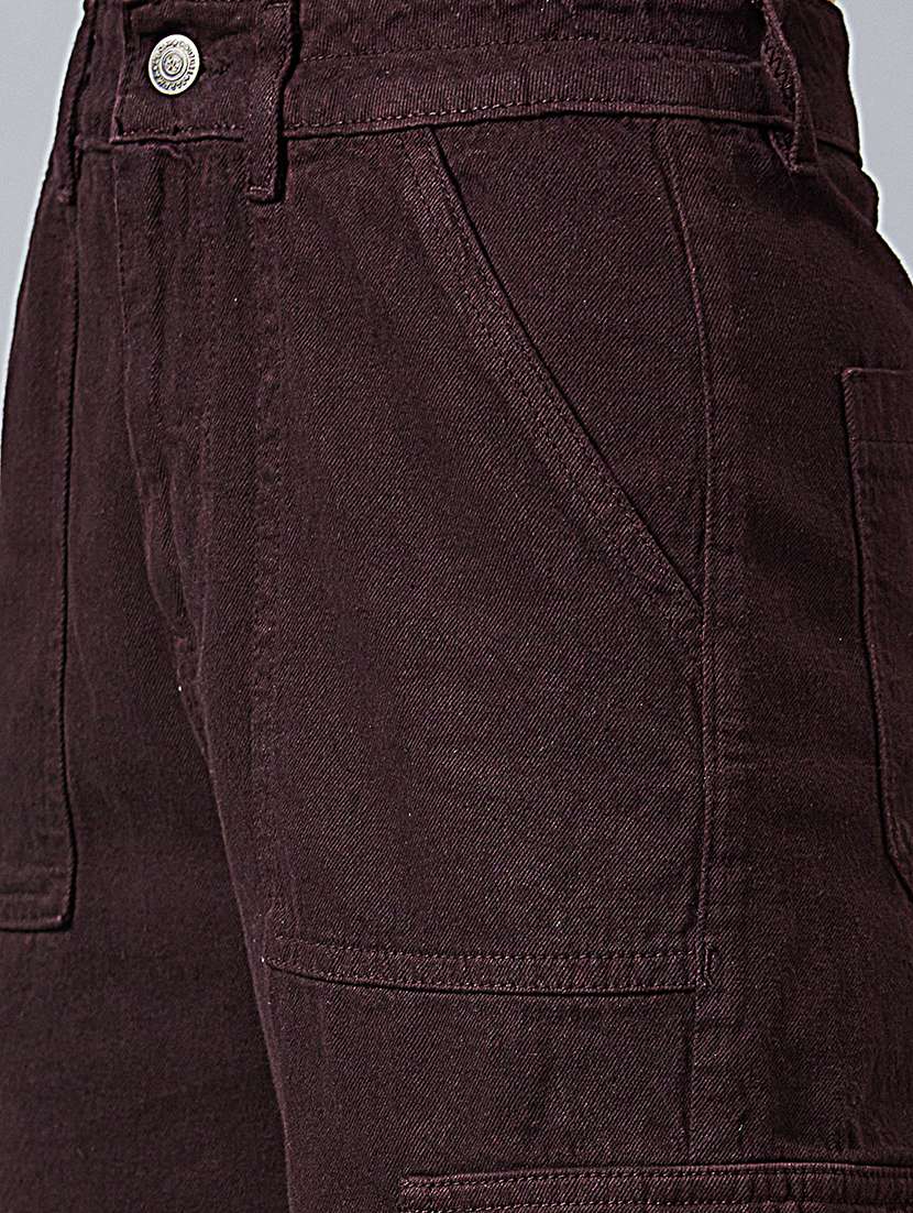 women solid high rise relaxed fit cargo - 21997896 -  Standard Image - 5