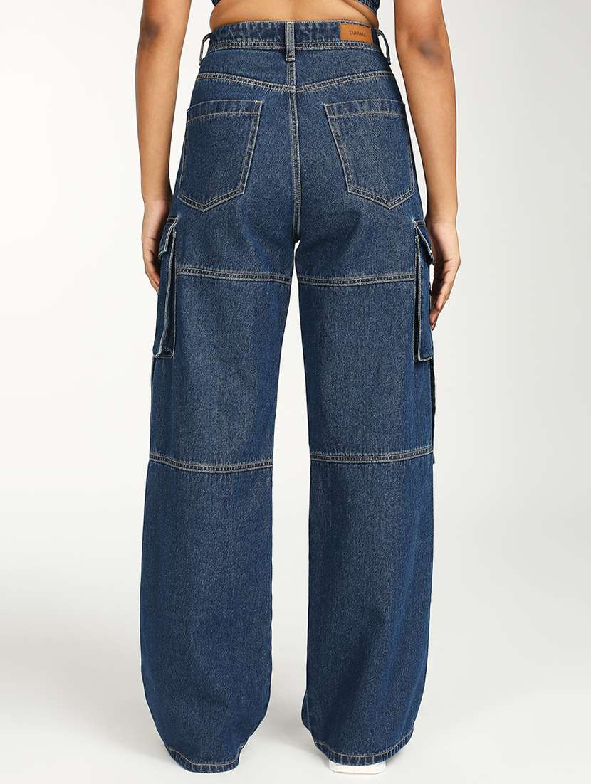 women solid high rise baggy cargo - 21997897 -  Standard Image - 3