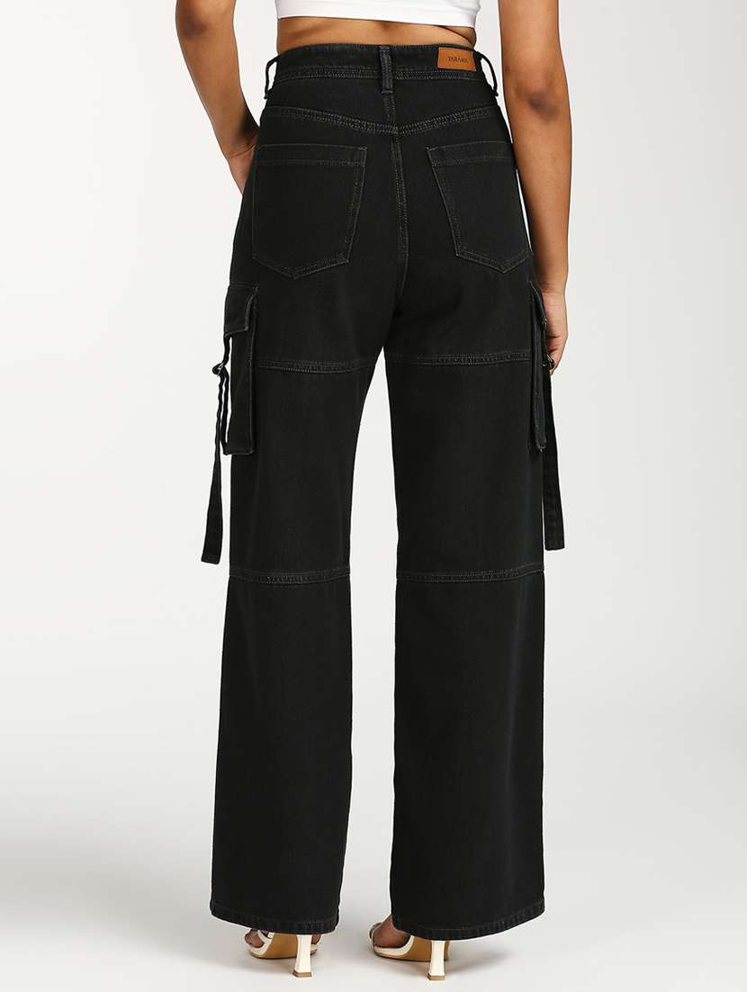 women solid high rise wide leg cargo - 21997898 -  Standard Image - 3