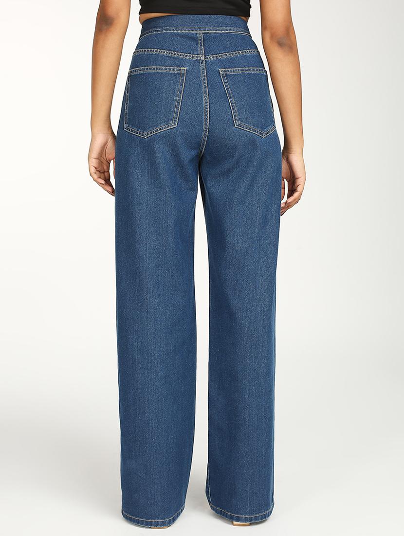 women solid high rise wide leg jean - 21997899 - Standard Image - 3