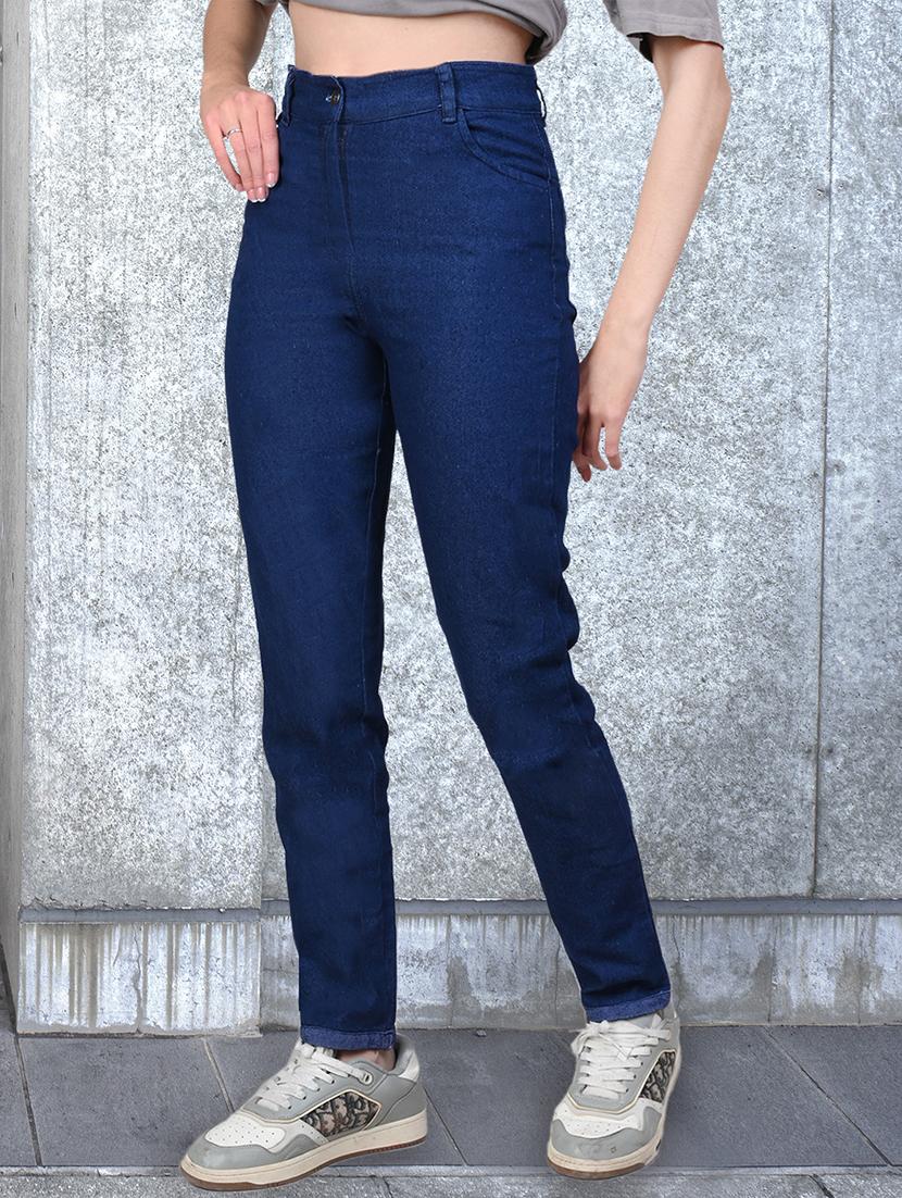 women solid high rise slim fit jean