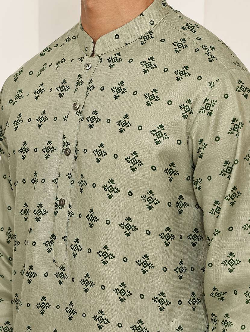 men printed mandarin neck long kurta - 21997925 -  Standard Image - 5