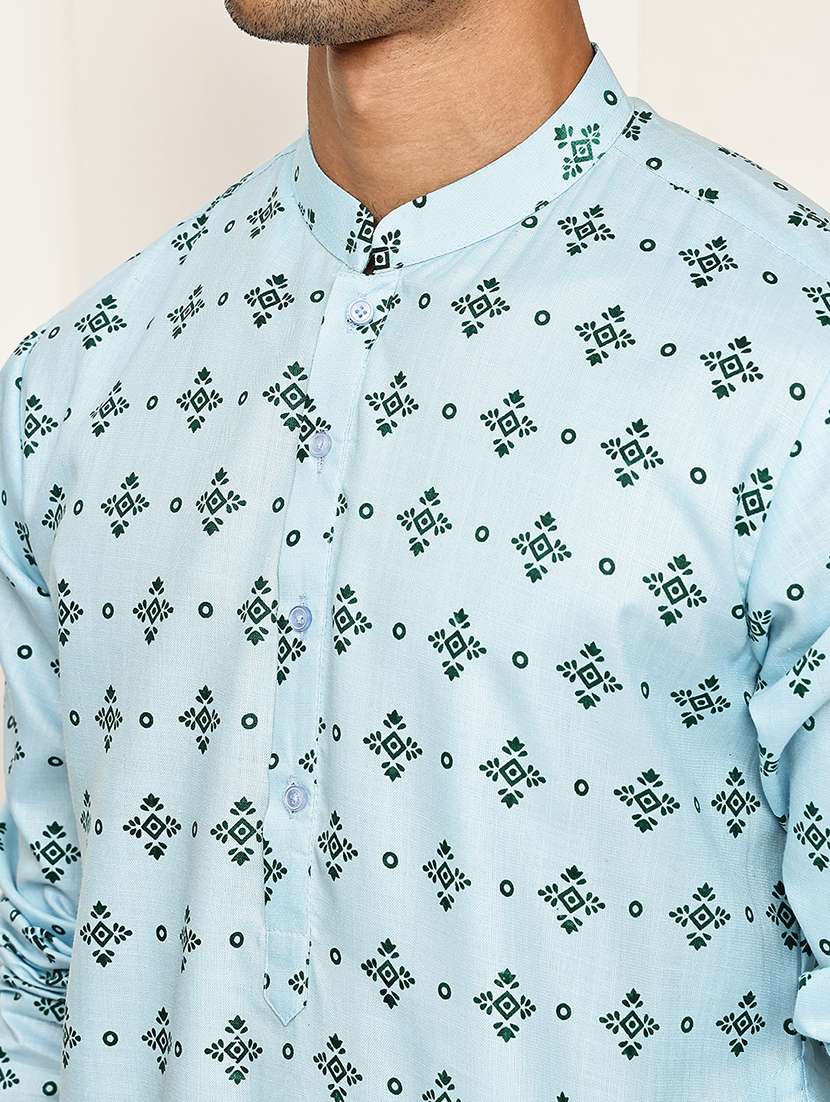 men printed mandarin neck long kurta - 21997926 -  Standard Image - 5