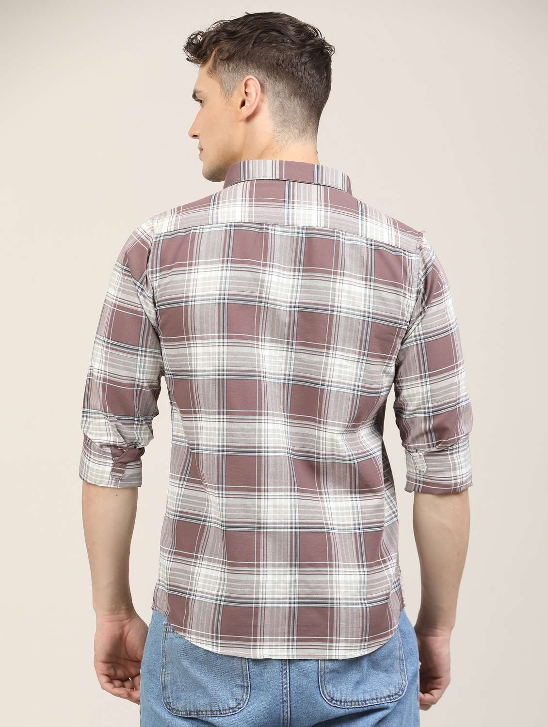 men checkered long sleeve regular fit casual shirt - 21997929 -  Standard Image - 3