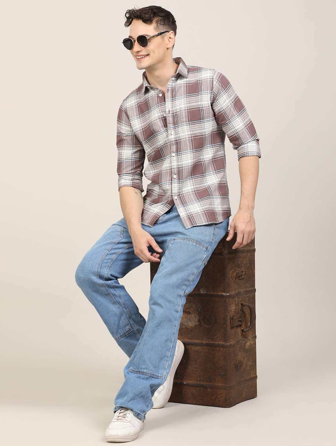 men checkered long sleeve regular fit casual shirt - 21997929 -  Standard Image - 5