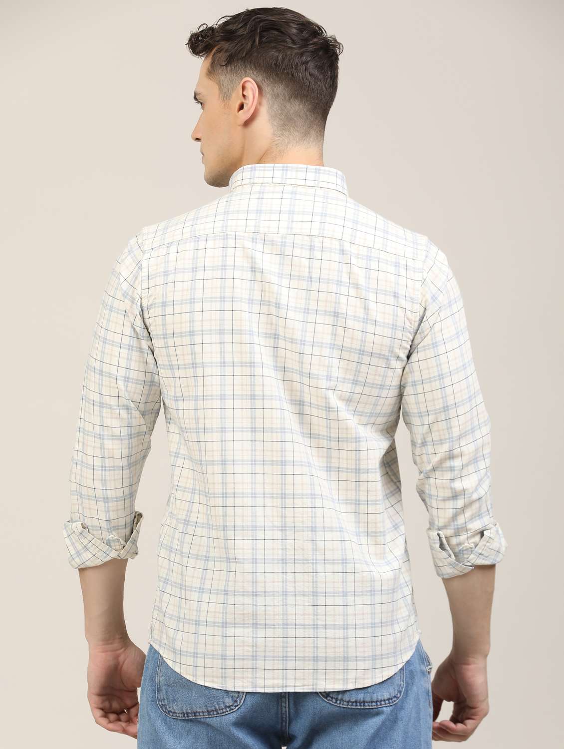 men checkered long sleeve regular fit casual shirt - 21997931 -  Standard Image - 3