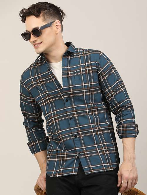 men checkered long sleeve regular fit casual shirt - 21997932 -  Standard Image - 0