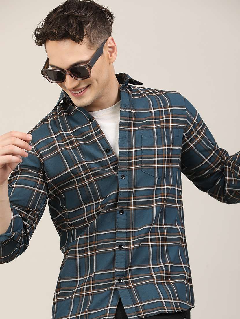men checkered long sleeve regular fit casual shirt - 21997932 -  Standard Image - 3