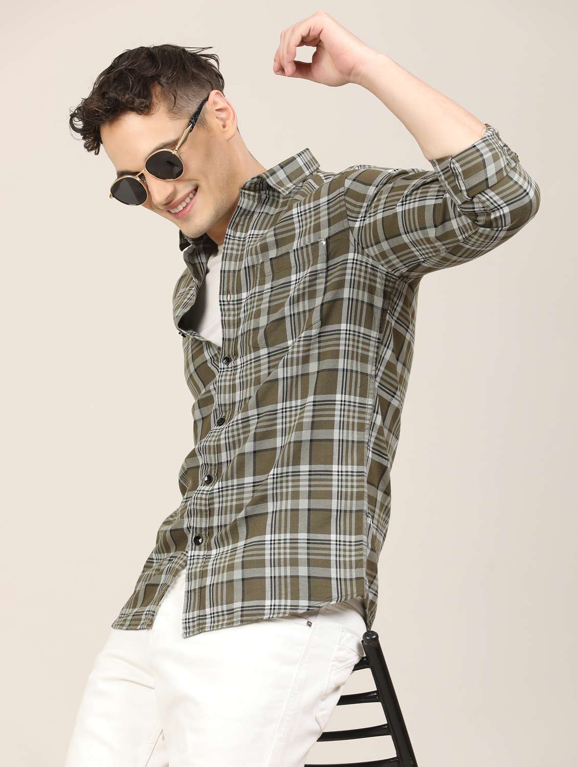 men checkered long sleeve regular fit casual shirt - 21997941 -  Standard Image - 3