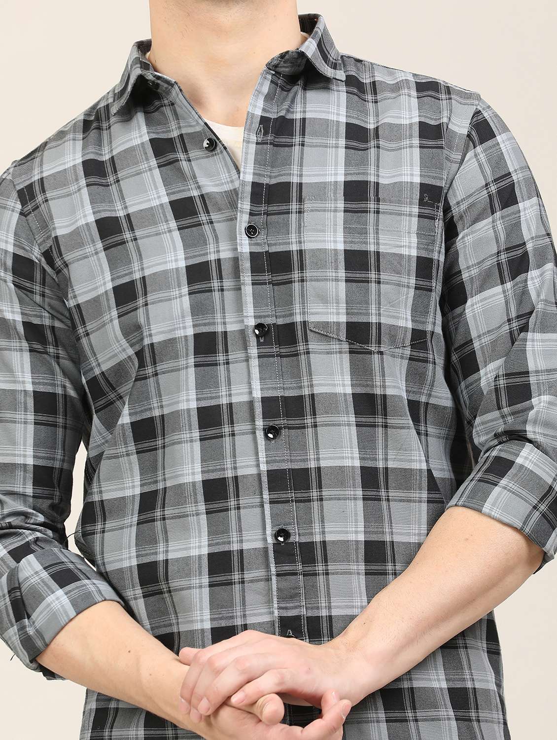 men checkered long sleeve regular fit casual shirt - 21997942 -  Standard Image - 5