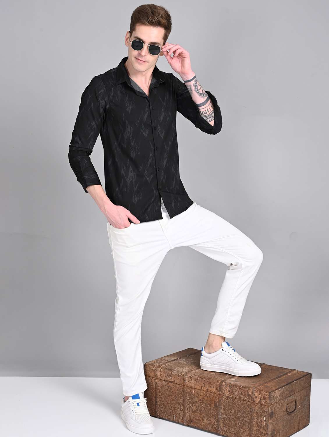 men printed long sleeve regular fit casual shirt - 21997957 -  Standard Image - 3