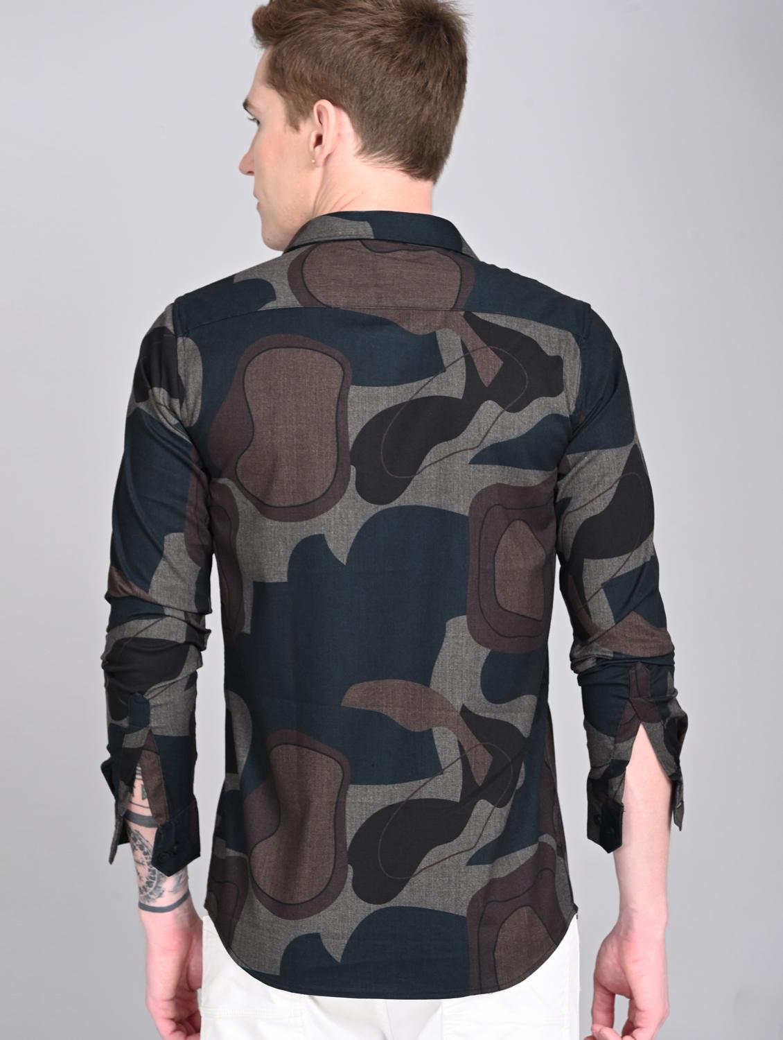 men printed long sleeve regular fit casual shirt - 21997958 - Standard Image - 3