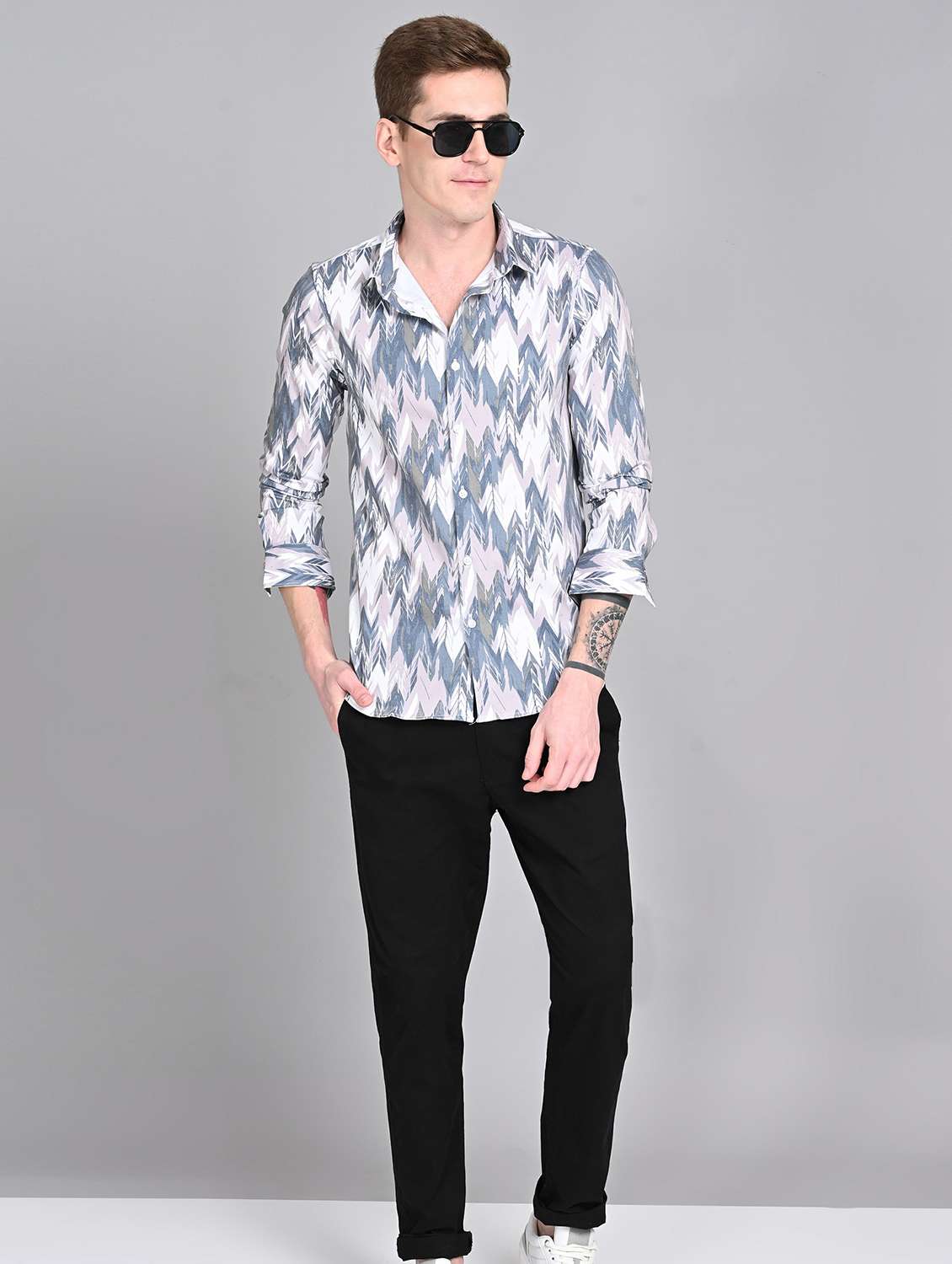 men printed long sleeve regular fit casual shirt - 21997960 -  Standard Image - 3