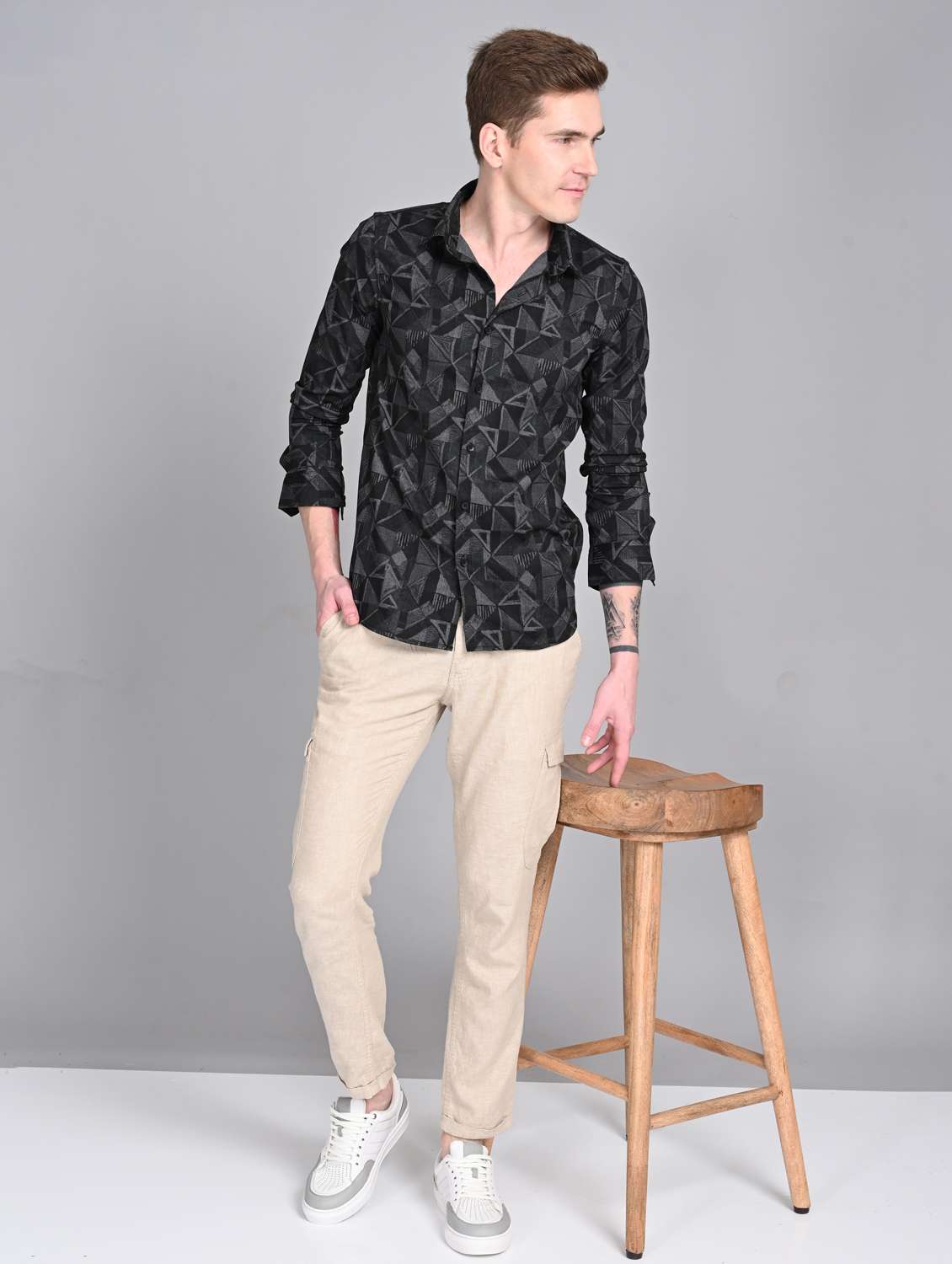 men printed long sleeve regular fit casual shirt - 21997961 -  Standard Image - 5