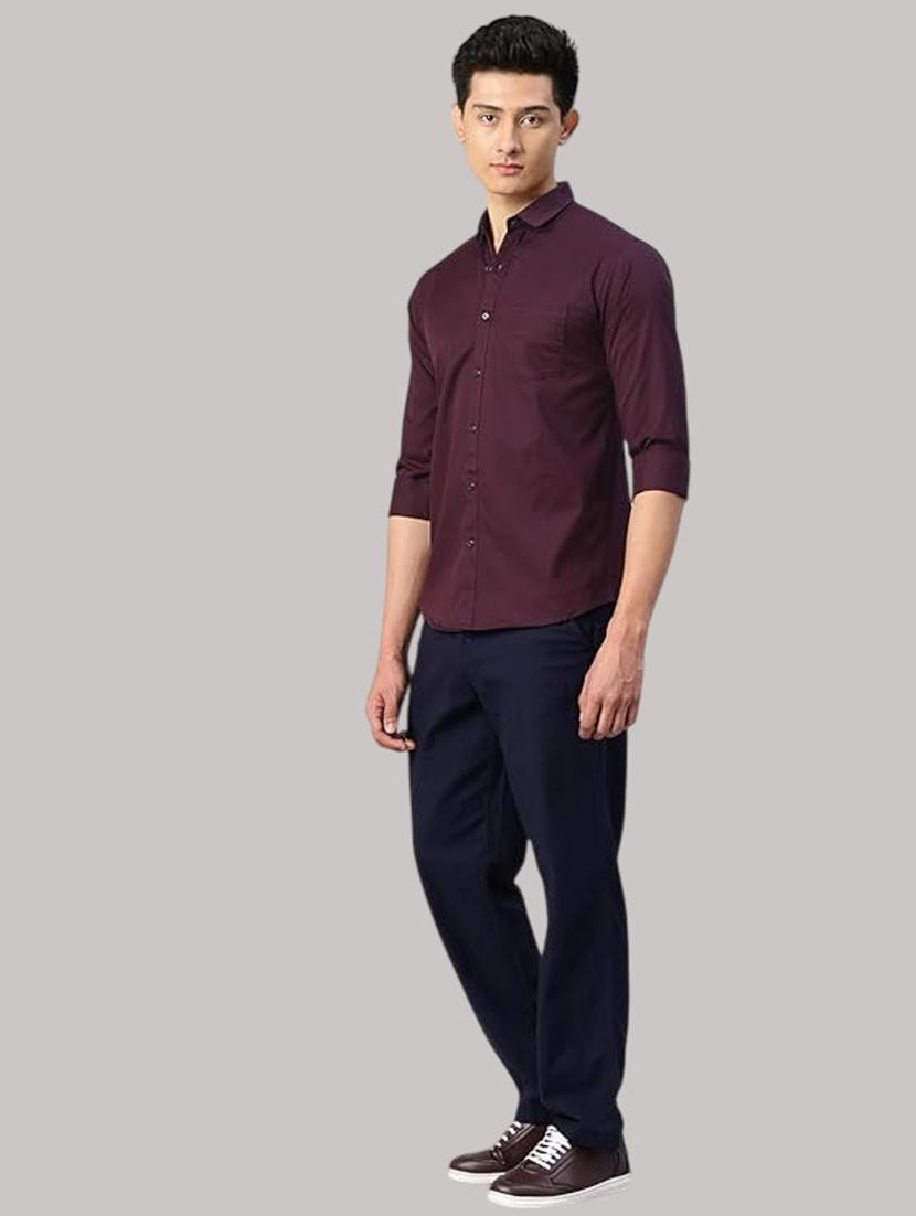 men solid long sleeve slim fit casual shirt - 21997969 - Standard Image - 3