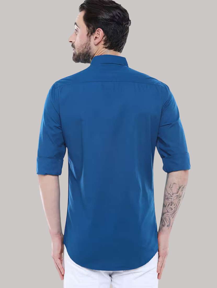 men solid long sleeve slim fit casual shirt - 21997970 - Standard Image - 3
