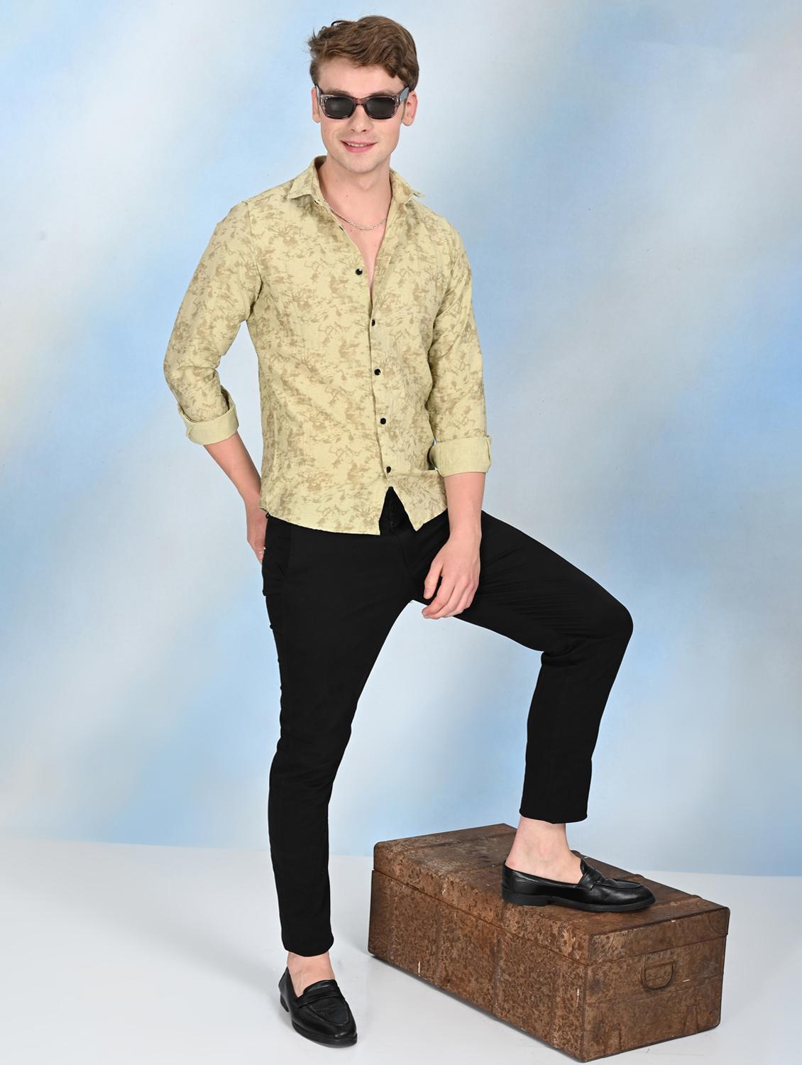 men printed long sleeve regular fit casual shirt - 21998008 - Standard Image - 5