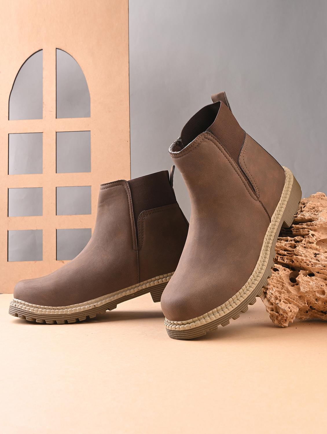 men brown slip on boot