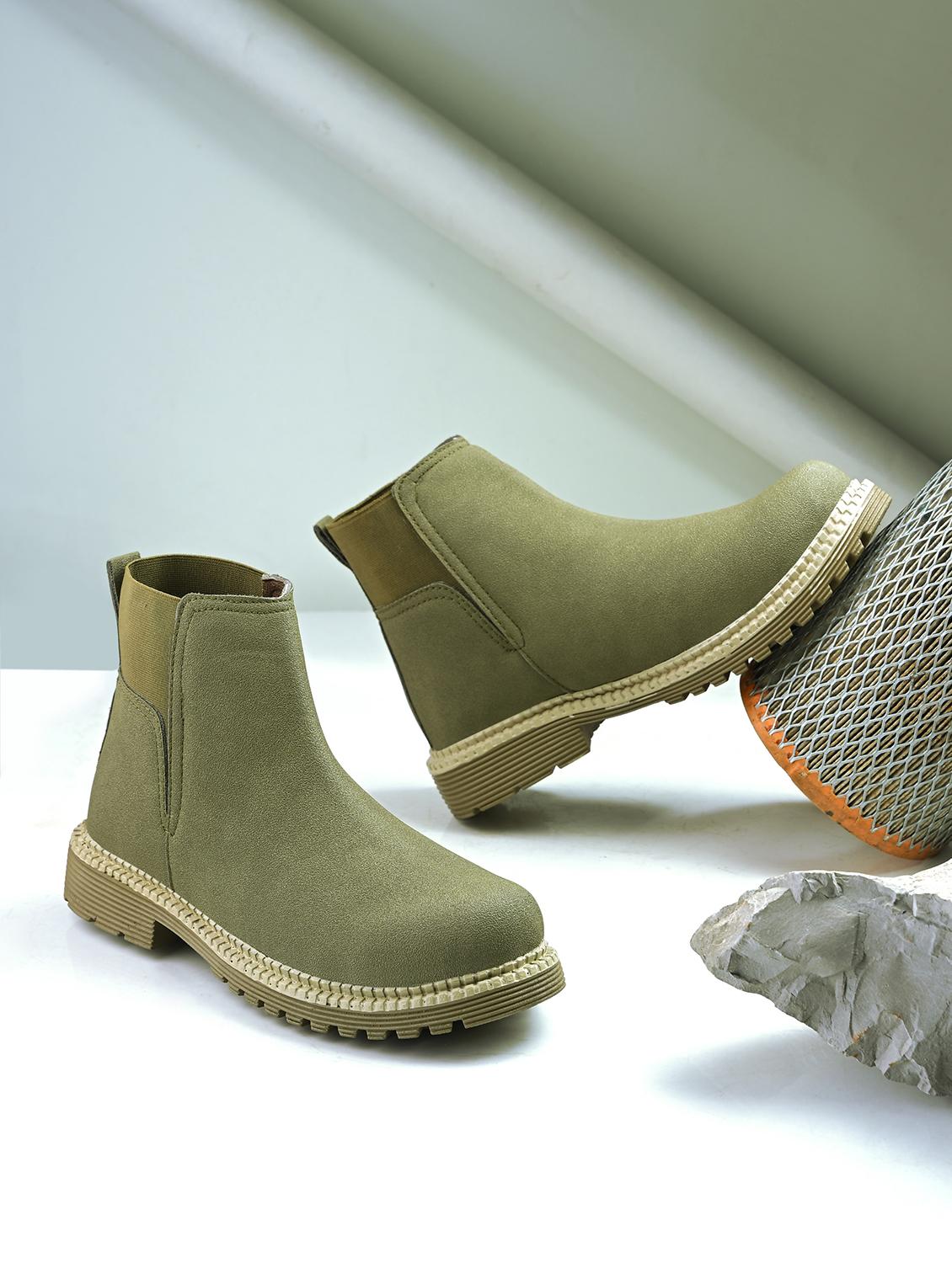 men olive slip on boot
