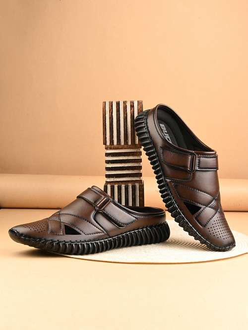 men brown slip on sandal - 21998050 -  Standard Image - 0
