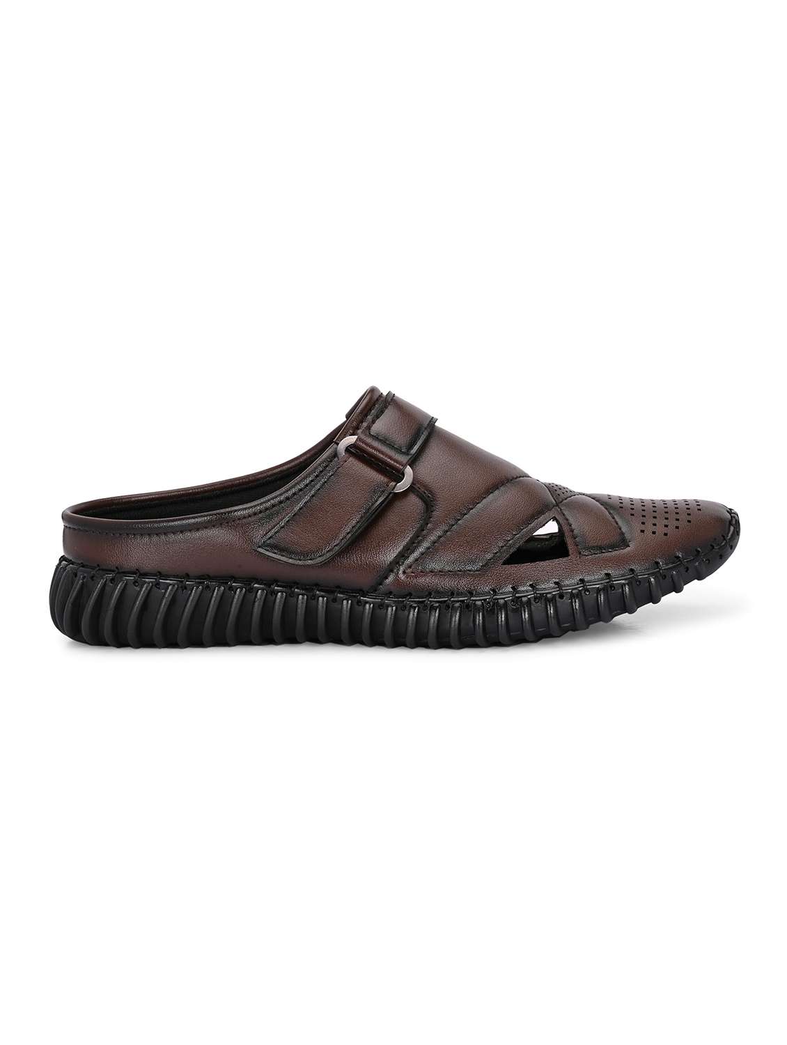 men brown slip on sandal - 21998050 -  Standard Image - 3