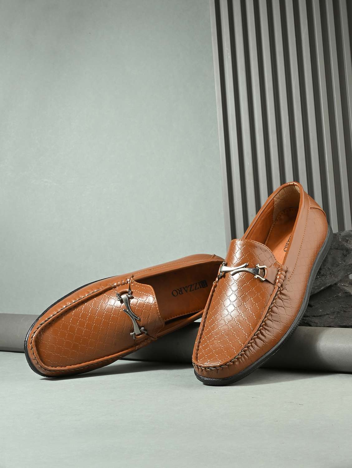 men tan slip on loafer