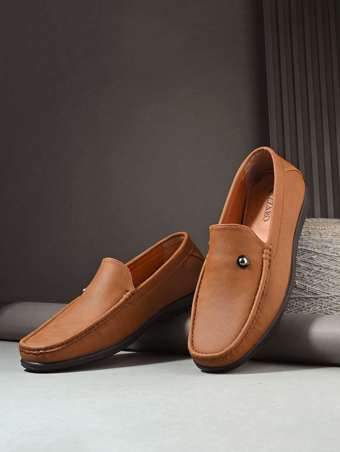 men tan slip on loafer