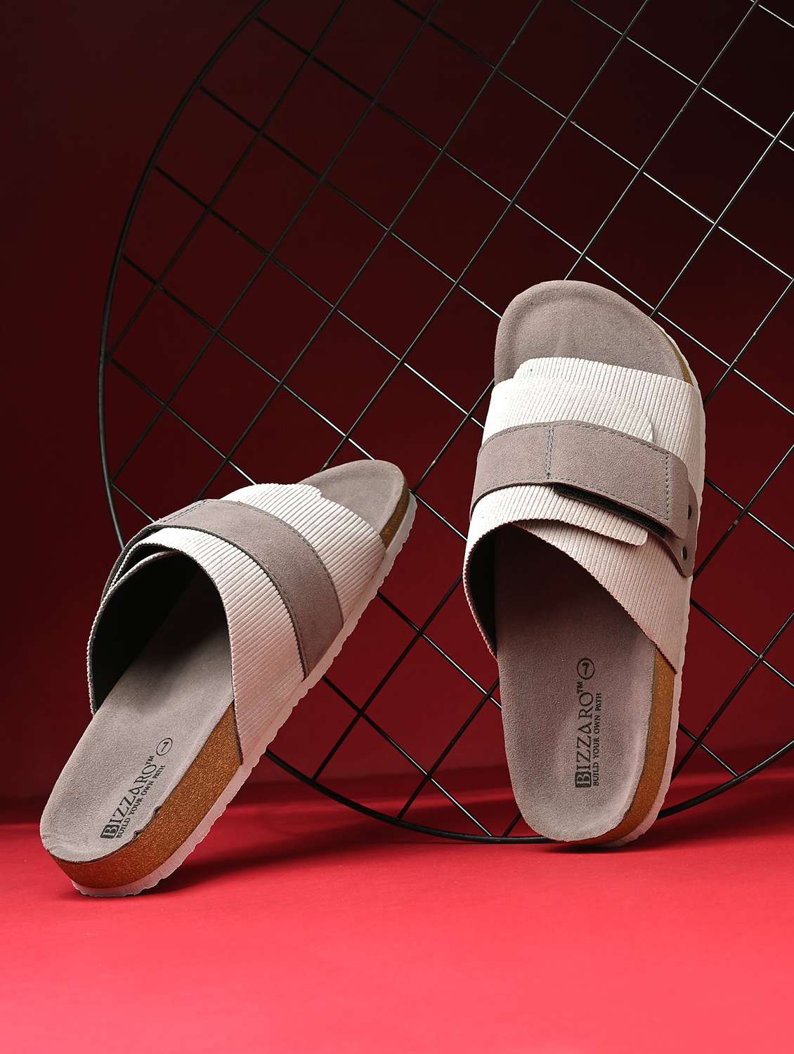 men grey melange slip on sandal