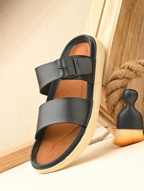 men black slip on sandal - 21998086 - Standard Image - 0