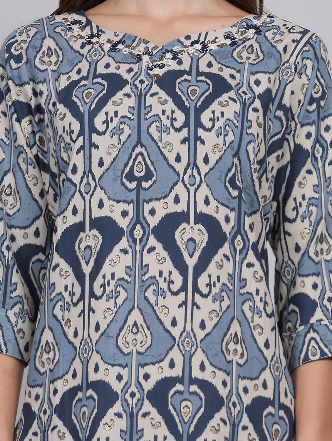women printed three quarter sleeve straight kurta - 21998113 - Standard Image - 5
