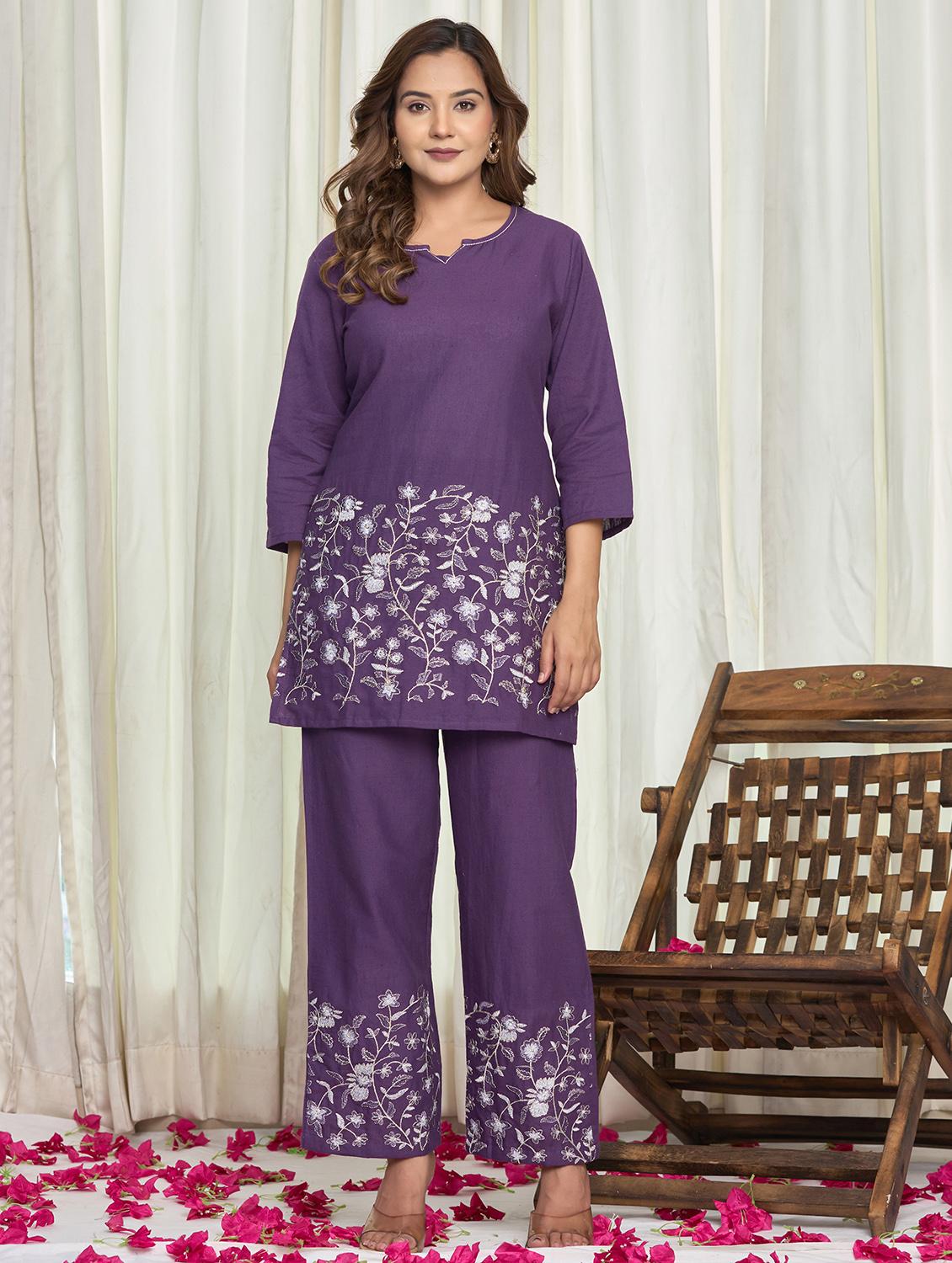 women floral three quarter sleeve ethnic co-ord set - 21998117 - Zoom Image - 0