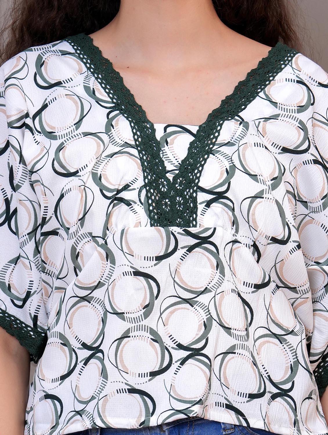 women printed batwing sleeve regular top - 21998123 - Standard Image - 5