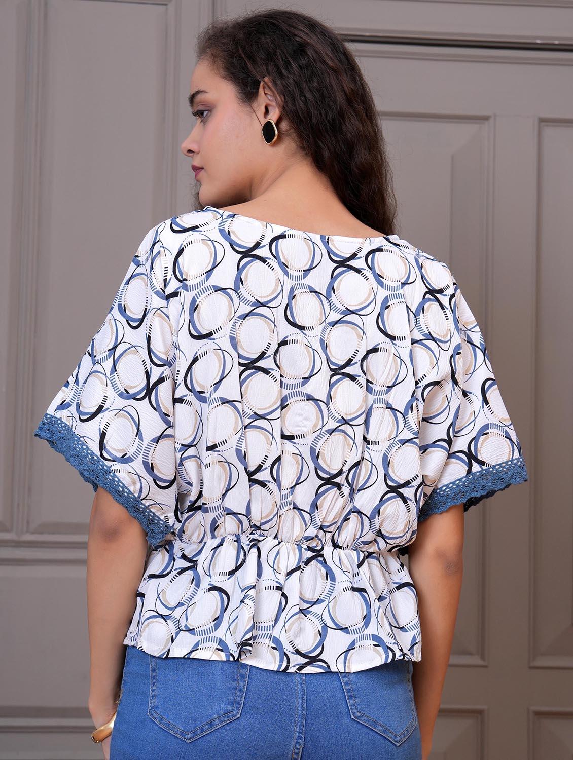 women printed batwing sleeve regular top - 21998124 - Standard Image - 3
