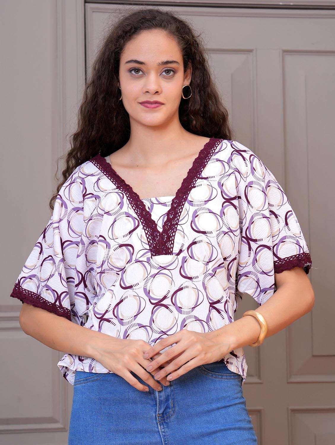 women printed batwing sleeve regular top - 21998125 -  Zoom Image - 0