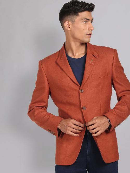 men solid long sleeve single breasted blazer - 21998319 - Standard Image - 0