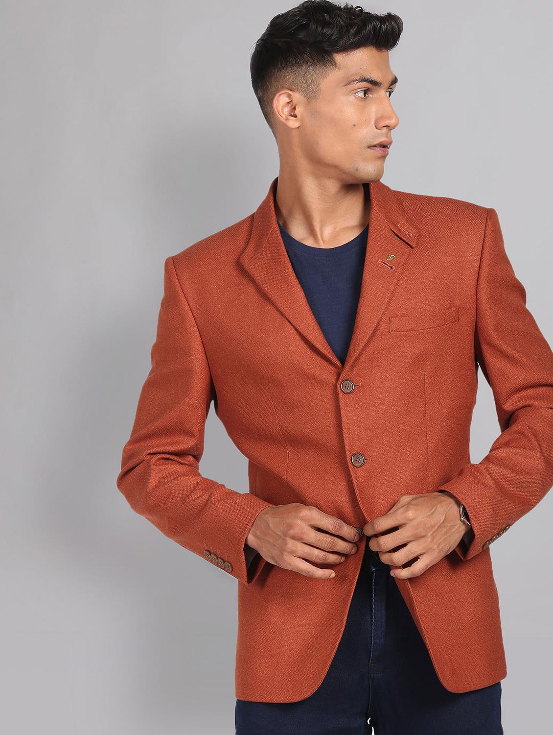 men solid long sleeve single breasted blazer - 21998319 - Zoom Image - 0