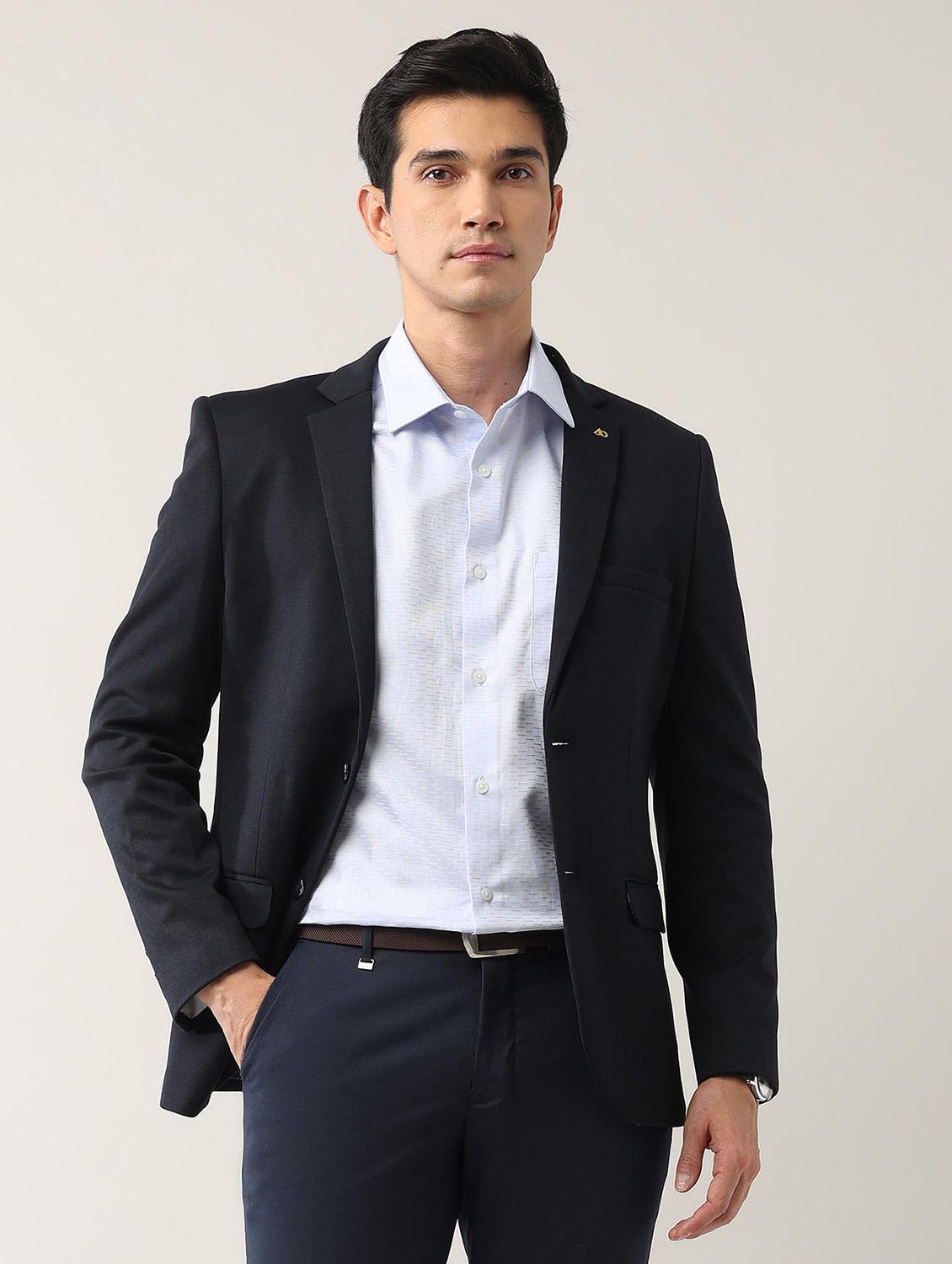 men solid long sleeve single breasted blazer