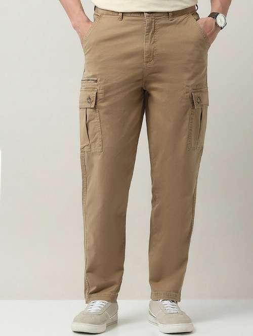 men solid mid rise relaxed fit cargo - 21998324 - Standard Image - 0