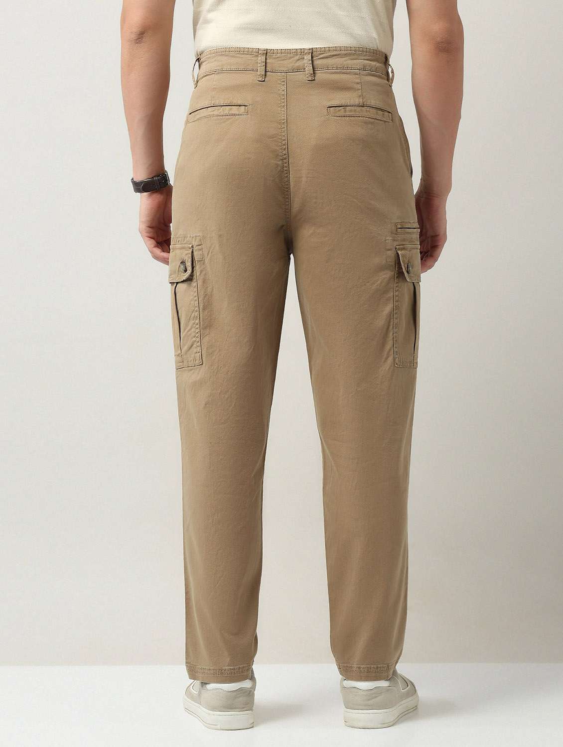 men solid mid rise relaxed fit cargo - 21998324 - Standard Image - 3