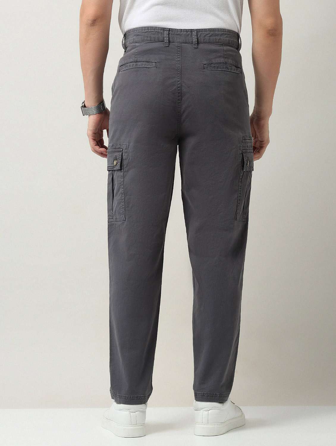men solid mid rise relaxed fit cargo - 21998325 - Standard Image - 3