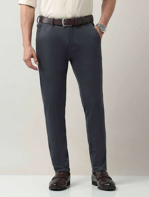 men solid mid rise slim fit trouser - 21998330 - Standard Image - 0