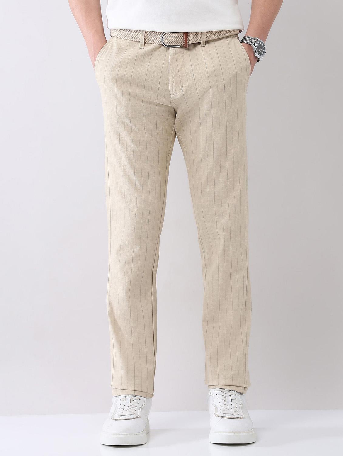men striped mid rise straight chinos - 21998338 -  Zoom Image - 0