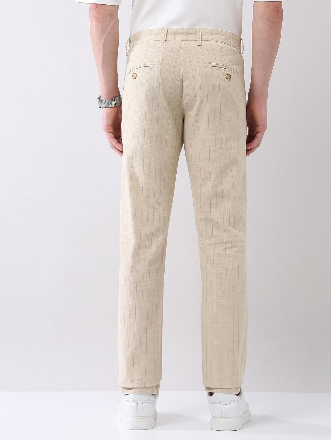 men striped mid rise straight chinos - 21998338 - Standard Image - 3