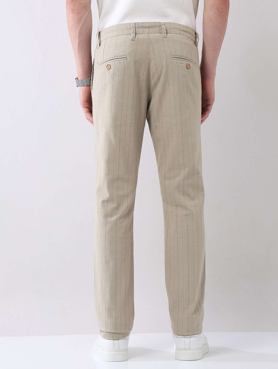 men striped mid rise straight fit chinos - 21998340 -  Standard Image - 3