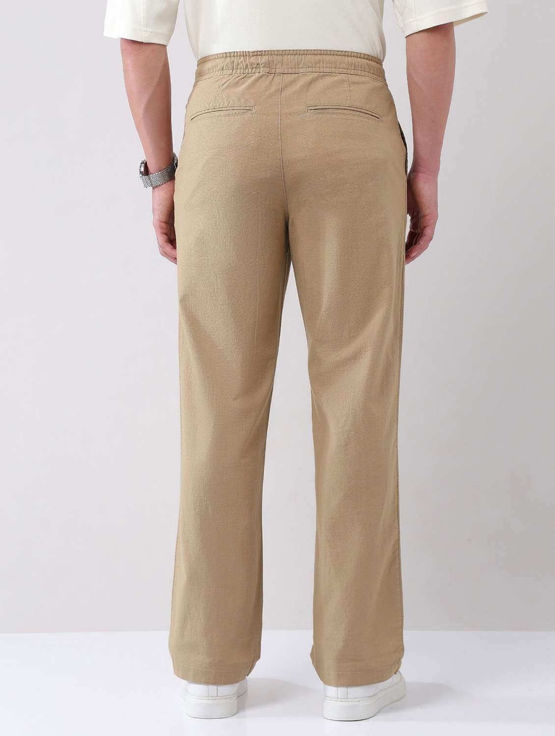 men solid mid rise straight fit chinos - 21998357 -  Standard Image - 3