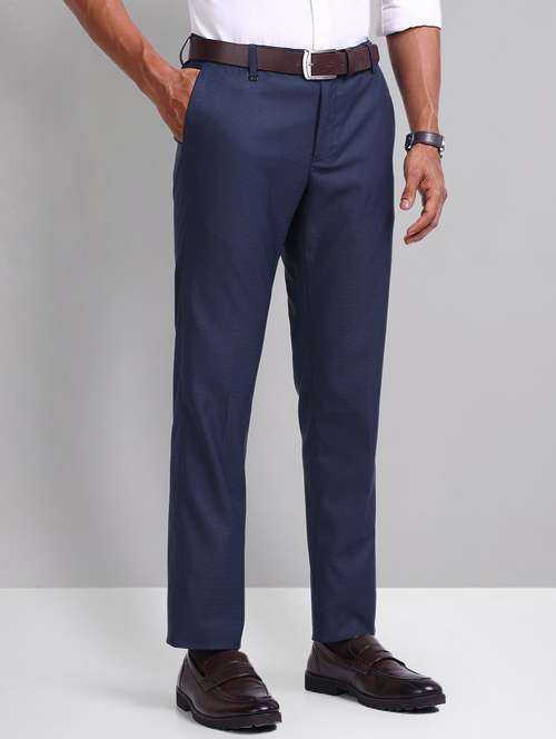 men solid mid rise slim fit formal trouser - 21998361 -  Standard Image - 0
