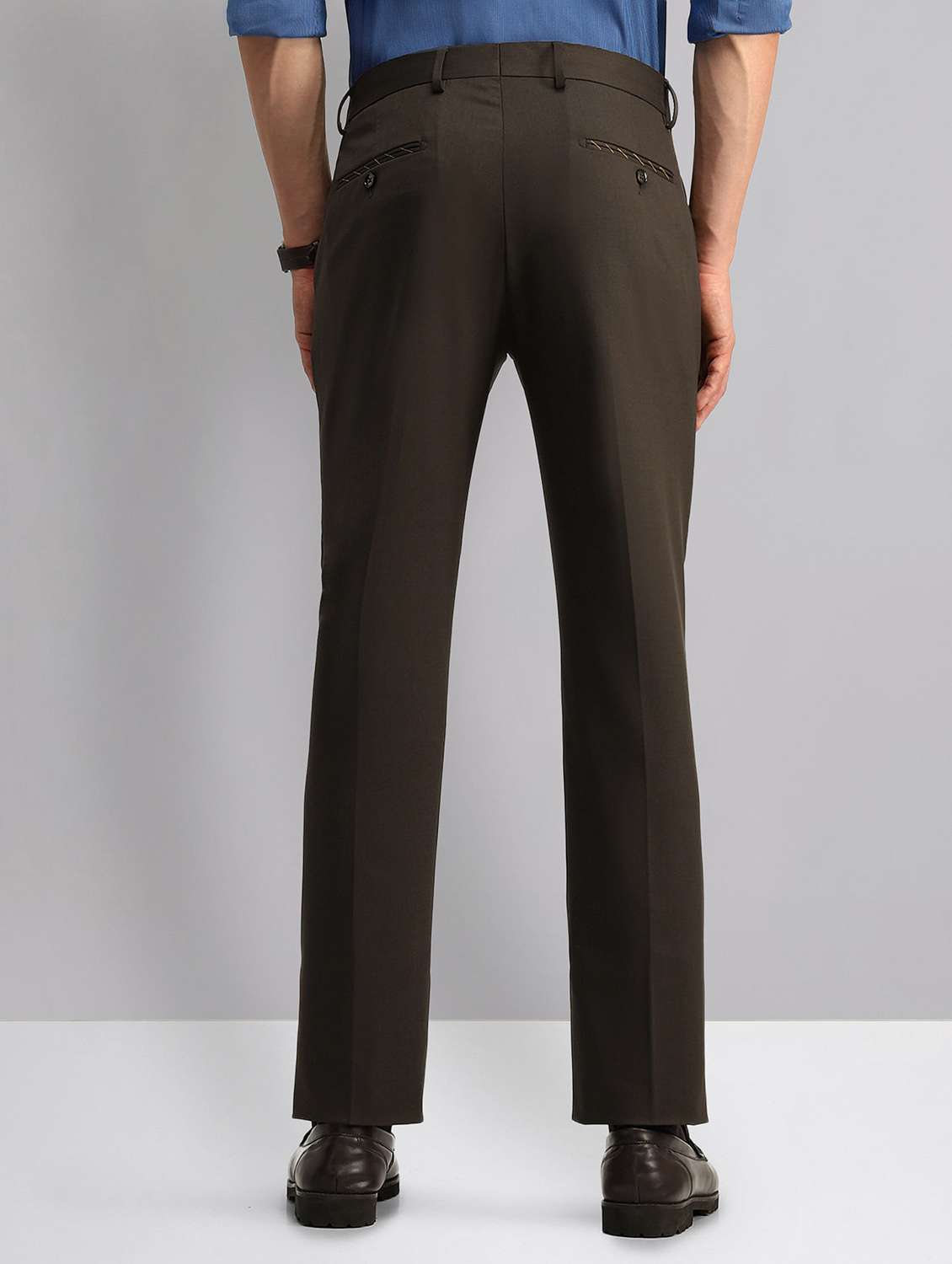 men solid mid rise slim fit formal trouser - 21998363 -  Standard Image - 3